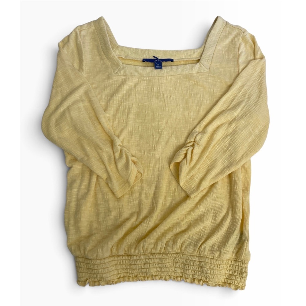 Apt. 9 Square Neck Smocked Hem Top Womens Medium Yellow